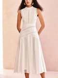 Sliced Hollow Lace Collar Dress 2025 New Sleeveless Lotus Leaf Side Dress Dress Woman 68HZ