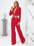 Women's Black Fashion Suit Women's Feeling Small Suit Short Top Chain Belt Casual Trousers Two-Piece Set 68HZ