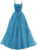 Evening Dress Women 2025 Fine Shoulder Prom Neat Long Tulle Lace Sticker Girl Party Ball Dress Summer 68HZ