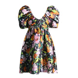 Fashion French Elegant Dress 2025 Summer New Sexy Deep V Bubble Sleeves High-End Short Dress Woman 68HZ