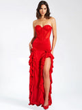 High-End Women's Sexy Perspective T-Shirt Tset Skirt Lotus Leafy Dress Dress Height Open Dress Dress Dress Woman 68HZ