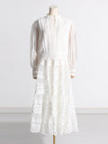 Spring 2025 New Embroidered Lace Long-Sleeved Blouse High-Waisted Half-Dress Fashion Suit Two Sets Of Female Fashion 68HZ
