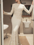Vintage Elegant Style Slimy Fishtail Dress 2025 New Lace Embroidery Design Long Dress Women Summer 68HZ