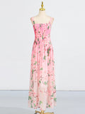 French-Print Casual Style Dress 2025 New Sleeveless Sleeveless Waist Thin High-End Long Dress Summer 68HZ