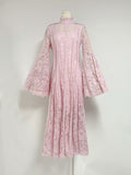 Court Style Dress Dress 2024 Spring Horn Sleeve Long Sleeve Heavyweight Bundle Collage Super Fairy Lace Dress Dress 68HZ