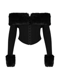 Autumn And Winter New Hottie Fashion Collar A Word Shoulder Fish Bone Long Sleeves Short-Term Dress Women's Clothing 68HZ