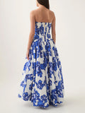Printed Corset Dress 2025 Summer New Waist Thin Fashion Sexy Open Sleeveless Long Dress 68HZ
