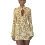 Sexy Wind 2024 Summer Women's In French Knitted Hollow Sleeve Dress 68HZ