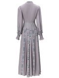Heavy Industry Embroidered Collar Retro Lantern Long-Sleeved Apricot Dress Dress Women's New Spring And Summer 2024 68HZ