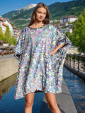 Street Style Loose Plus-Size Skirt 2025 Spring New Fashion Round-Collar Squint Splicing Dress Women's Trend 68HZ