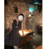 Design-Sense Suit Fabric Sleeveless Dress French Hepburn A-Word Short Dress 68HZ