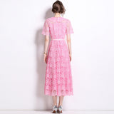 Dopamine Wears Pink Collar Sweet Lace Dress With High-Grade Tea-Smelled Style Long Dress 68HZ