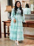 Vintage Dress Dress Autumn Women's Hollow Lace Slimmed Retro Style 68HZ