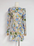 Autumn 2025 New Fashion French Heavy Industry Three-Dimensional Flower Embroidery Long Sleeves Short Temperament Dress Woman 68HZ