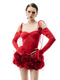 Three-Dimensional Flower Sexy Sling Belt Wrapped T-Shirt Corset Tsets Tsets Skirt Short Skirt Dinner Dress Dress Two Sets 68HZ