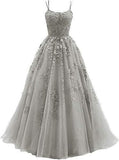 Evening Dress Women 2025 Fine Shoulder Prom Neat Long Tulle Lace Sticker Girl Party Ball Dress Summer 68HZ