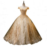 Evening Dress Female Solo Performance Suit Pony Dress Long Annual Meeting Host Gold Dress 68HZ