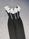 High-End Elegant Temperament Famous Banquet Dress Dress Side-Uppe Bow Tuxedo Diamond Bandage Skirt 68HZ