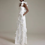 High-Level Sense Splicing Flowers In Spring 2025 New White Slimming-Skinny Back Dress Female Trend 68HZ
