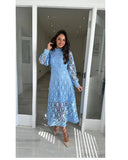 2024 Women's New French Lace Collar Bubble Bubble Sleeve Dress Temperament To Show Skinny Dress 68HZ