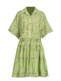 Holiday Wind 2025 Spring New Temperament Small Ribbon Embroidered Lace Shirt + Women's Dress 68HZ