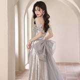 Evening Dress Female Shoulder 2024 New High-End Temperament Annual Meeting Host Dress Noble And Sexy 68HZ