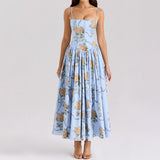 Hottie Sexy Print Sling Dress Summer Bodydressed Long Dress Temperament High-End Summer Beautiful Dress 68HZ