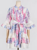 French Bohemian Resort 2025 Spring New V-Neck Horn Sleeve Embroidery Printed Dressed Dress Woman 68HZ