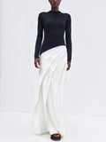 Elegance Elegant Style Slimy Dress 2025 New Irregular Pressure Folding Design Long-Sleeved Dress Woman 68HZ