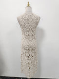 Arts Style Leisure Straight Sleeveless Dress 2025 New Personality Hollow Tart Design Long Dress Women's Summer 68HZ