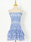 Small Design Embroidered Lotus Leaf Side Short Dress Woman 2025 Breast-Skinny Casing Empty Stacked Waist Thin Dress 68HZ