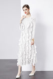 Spring And Summer 2024 New Dress Press Folding Leaves Side Three-Dimensional Decoration Loose Fashion Elegant Long Dress Commuter Women's Clothing 68HZ