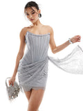 High-End Women's Sexy Lace Perspective Splicing Waist Tset Bra Dress Elegant Temperament Dress Dress Dress Dress Dress 68HZ