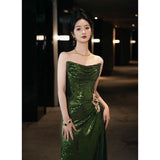 Evening Dress With Breasts 2024 New High-End Feeling Annual Meeting Presided Over The Light Luxury Small High-End Body-Body Banquet Fishtail Skirt 68HZ
