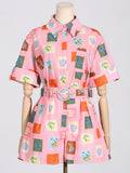 Fashion Temperament Two-Piece Set 2025 New Design Print Set Short-Sleeved Shirt Top + Casual Shorts Women 68HZ