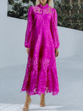 Spring 2025 New Tea Break French Dress Standing Collar Hollow Design Feel Waist Thin Fashion Temperament Dress 68HZ