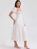 High-End Women's Dress French Style Collar Crumn Dress Dress Temperament Print Dress Fashion Casual Holiday Dress 68HZ