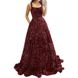 2025 Prom Dress Long A-Shaped With Pocket Formal Evening Dress Side Open Flash Party Dress 68HZ