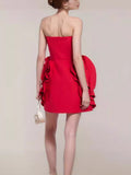 High-End Women's Sexy Breasted Dress Skirt Big Flower Decorative Temperament Dress Dress Banquet Dress Dress Dress Dress Dress Girl 68HZ