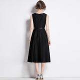 Summer New French Temperament Light Style Light Wind To The Waist Thin Fashion Long Sleeveless Dress 68HZ