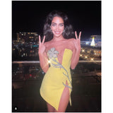 New Light Luxury Heavy Industry Deep V Brush With Bra Banding Dress Sexy Fork And Shoulderless Skirt 68HZ