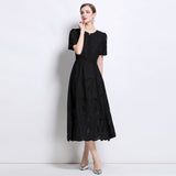 French Niche High-End Water-Soluble Lace Dress Light Luxury Elegant Temperament Hollow Embroidery Embroidery Dress 68HZ