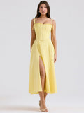 New Solid Color Sexy Tective Dress Body Shaped Fish Bone Tie Sling Small Top Suit Dress 68HZ