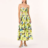 Fashion Holiday Style Set 2025 Summer New Printed Corset + High Waist Pressure Skirt Half-Body Dress Two-Case 68HZ