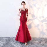 Evening Dress Woman 2025 New Banquet Host Performance Fishtail Long Repair Bride Wedding Toasting Suit 68HZ