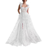The Bridesmaid's Suit Slings Linden With Forked Temperament Sexy Evening Dress Lace Mesh Dress 68HZ