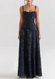 New Slings Tulle Formal Dress Women's Flower Lace Paste Long Ball Dress 68HZ