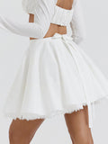 Spice Girls Women's New Fashioned Butterfly Lace Dress Pure White Short Dress Summer Sweet And Hot Little Skirt 68HZ