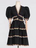 French High-End Dress Women 2025 Summer New Fashion Splicing Strap To Collect Waist Thin Short Skirt Super 68HZ