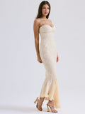 Sexy V-Neck Slings Fishtail Long Dress Lace Chiffon Splicing Tight-Body Ass-Loan Chiffon Dress Girl 68HZ